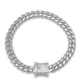 Miami Cuban Link Luxe Iced Out Lock Bracelet - Steel Time