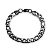 Black Ion Plated Figaro Link Bracelet - Steel Time