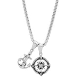 Go Your Own Way Anchor + Compass Pendant Necklace - Steel Time