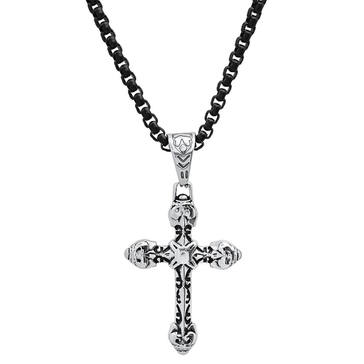 Vintage Roman Style Cross Necklace - Steel Time