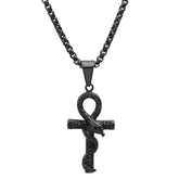 Cobra Cross Pendant Necklace - Steel Time