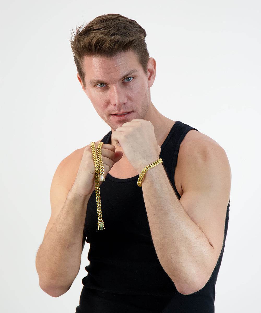 XL Cuban Link Super Deluxe Iced Out Lock Necklace - Steel Time