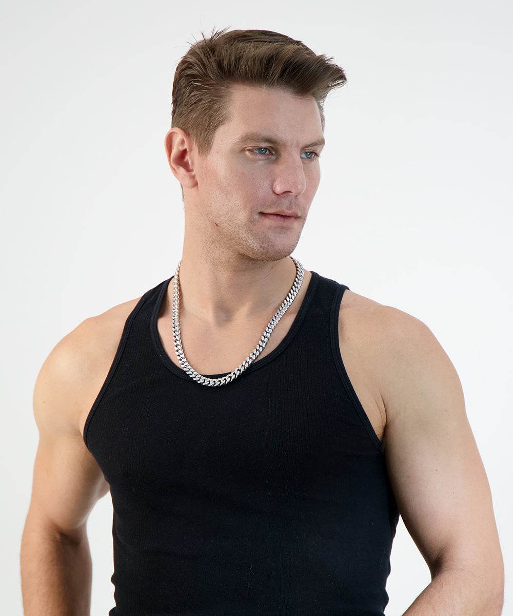 XL Cuban Link Super Deluxe Iced Out Lock Necklace - Steel Time