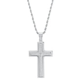 Lords Prayer Spinner Cross Pendant - Steel Time