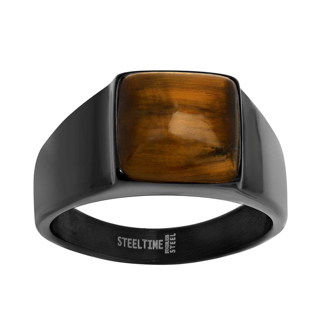 Black Eye of The Tiger Square Ring - Steel Time