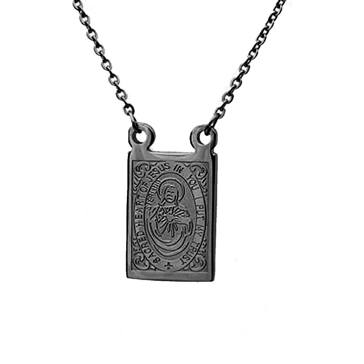Our Lady Mount Carmel Rectangle Scapular Necklace – Steel Time
