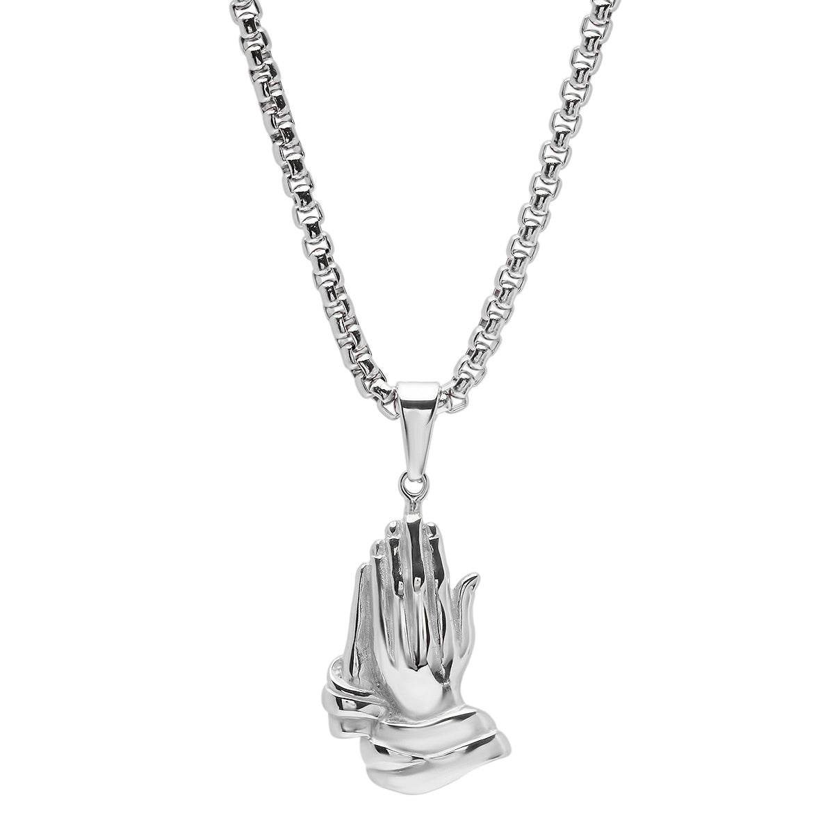 Bless Up Prayer Hands Pendant – Steel Time