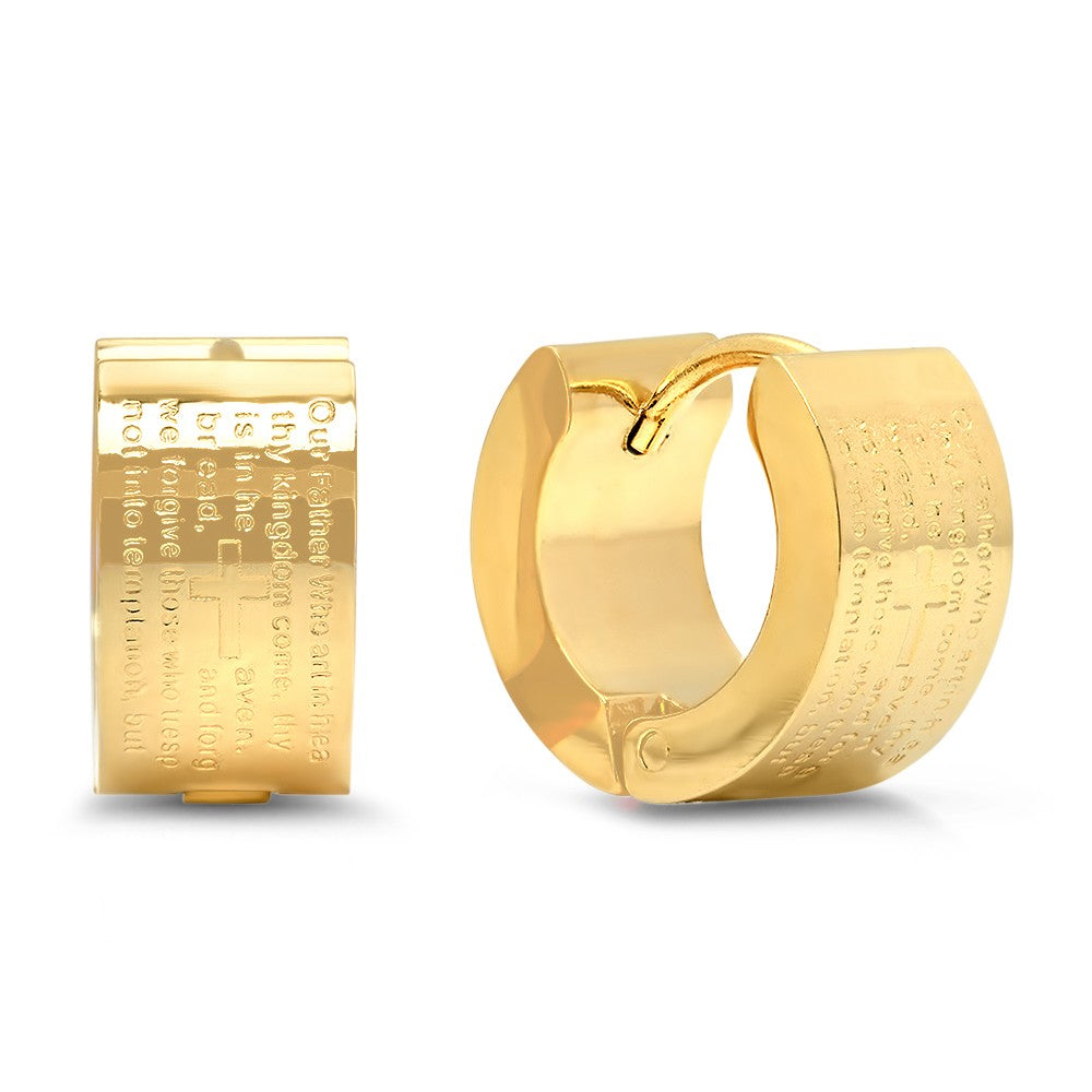 title:SteelTime Women's Steel Padre Our Father Prayer Huggies;color:Gold