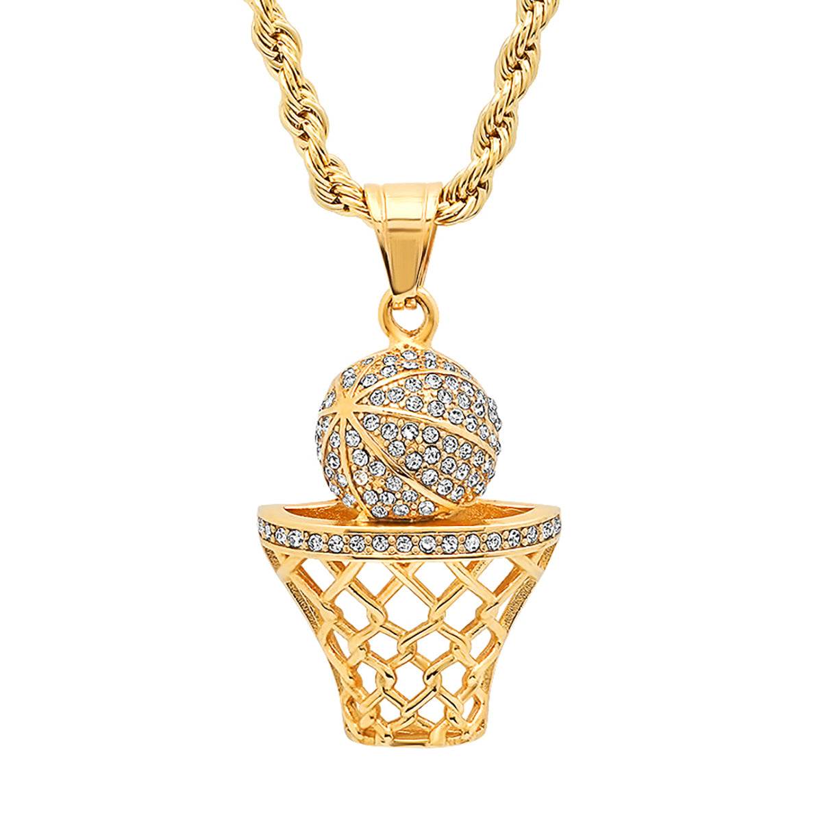 SWISH Basketball Pendant Necklace – Steel Time